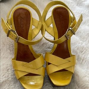 Aldo Yellow Criss-Cross Heels with Platform